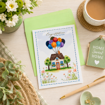 Quilled House & Balloons New Home Card NEW