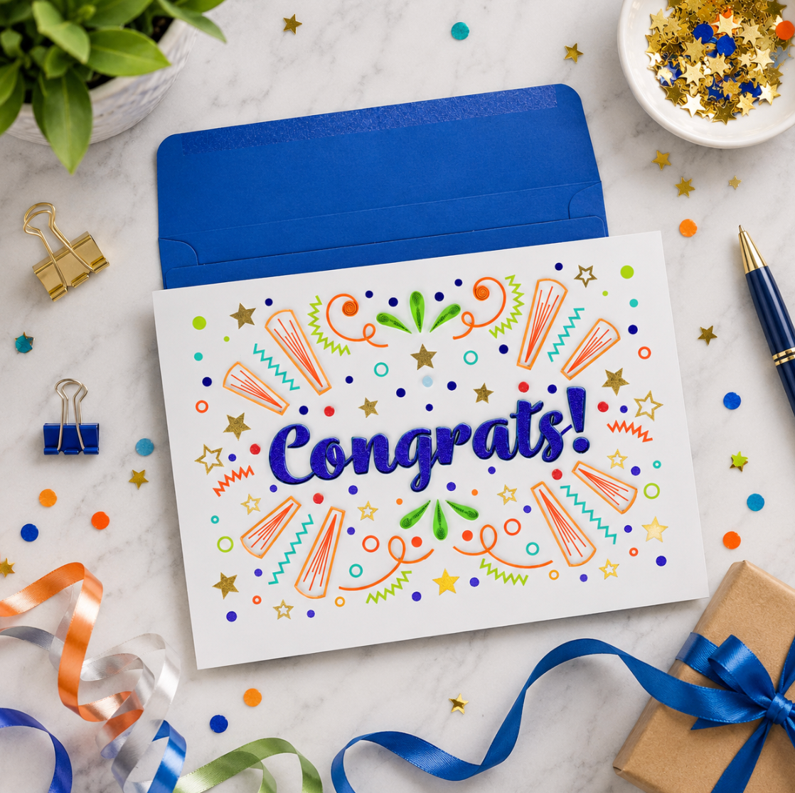 Quilled Congrats Lettering Congratulations Card