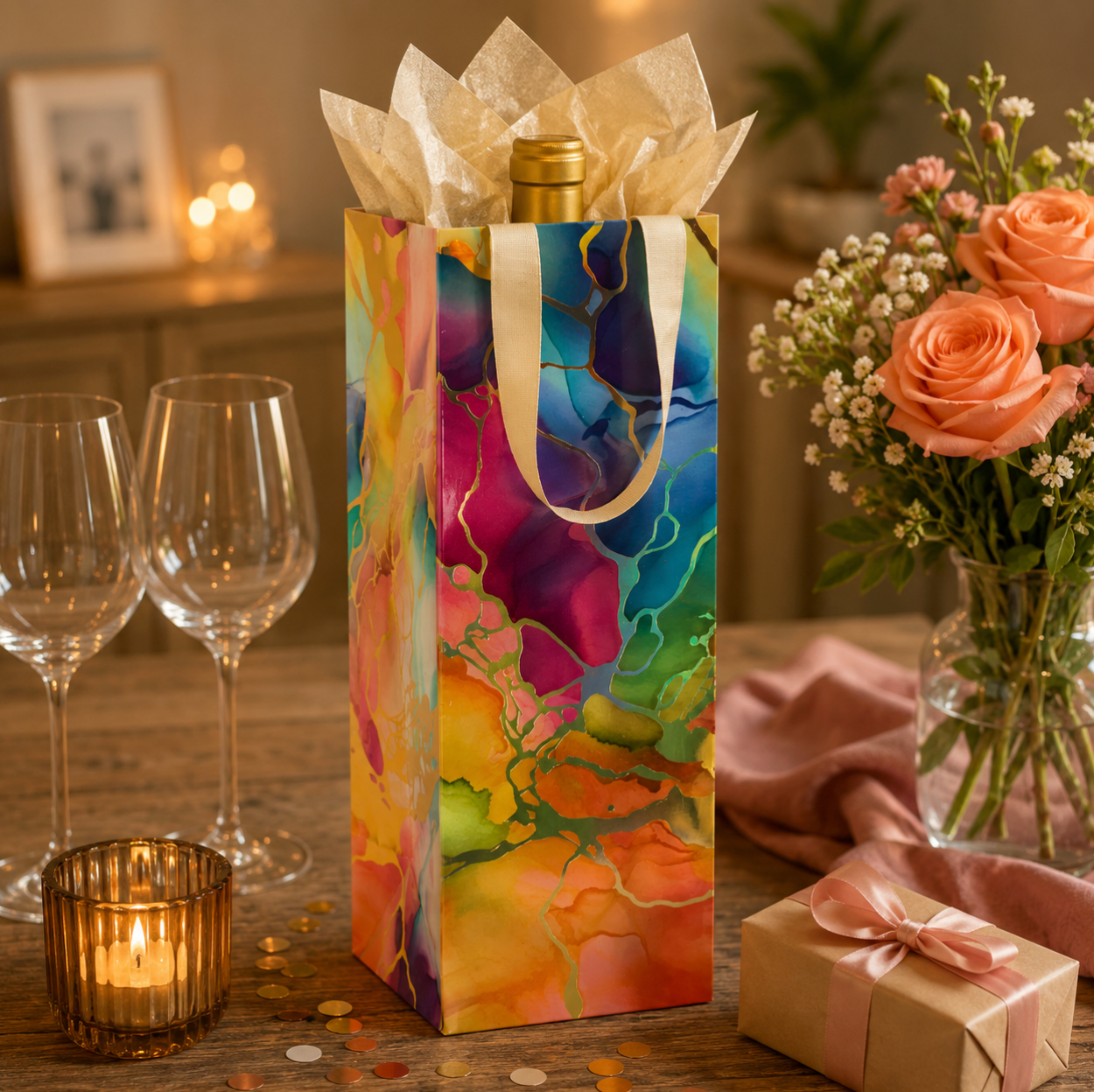 Marble Radiance Bottle Gift Bag