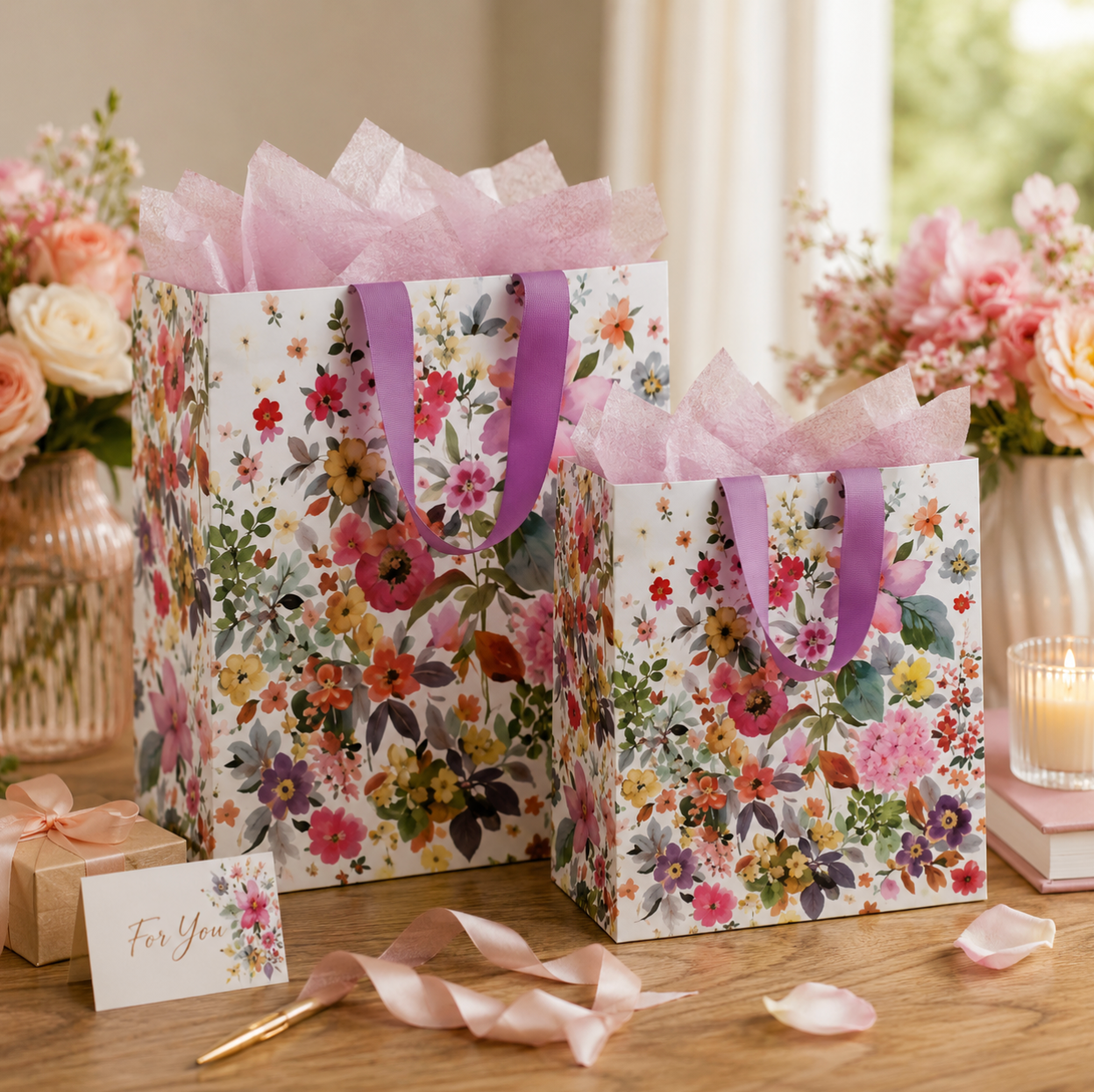 Flower Garden Medium Square Gift Bag