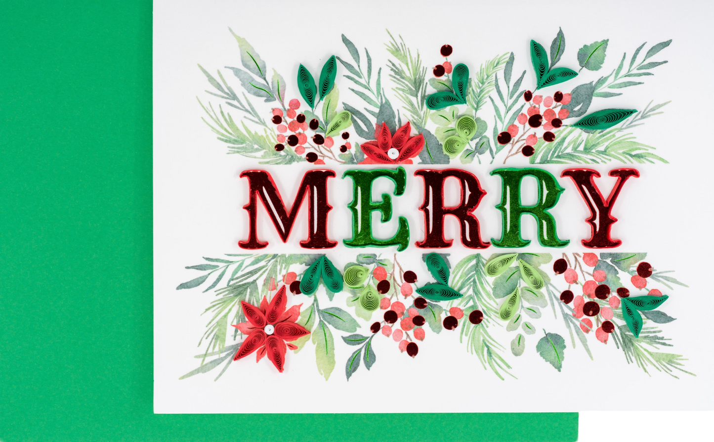 Quilled Merry Christmas Card NEW