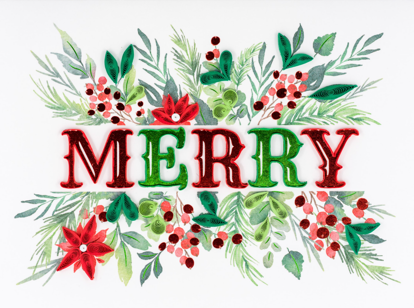 Quilled Merry Christmas Card NEW