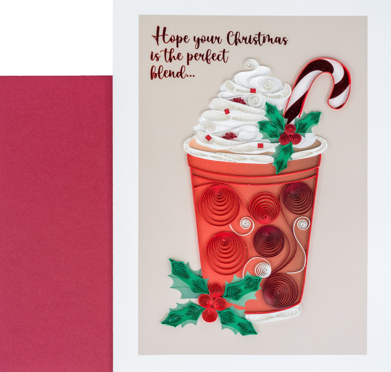 Quilled Peppermint Latte Christmas Card NEW