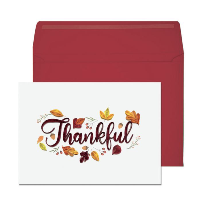 Quilled Thankful Text Thanksgiving Card