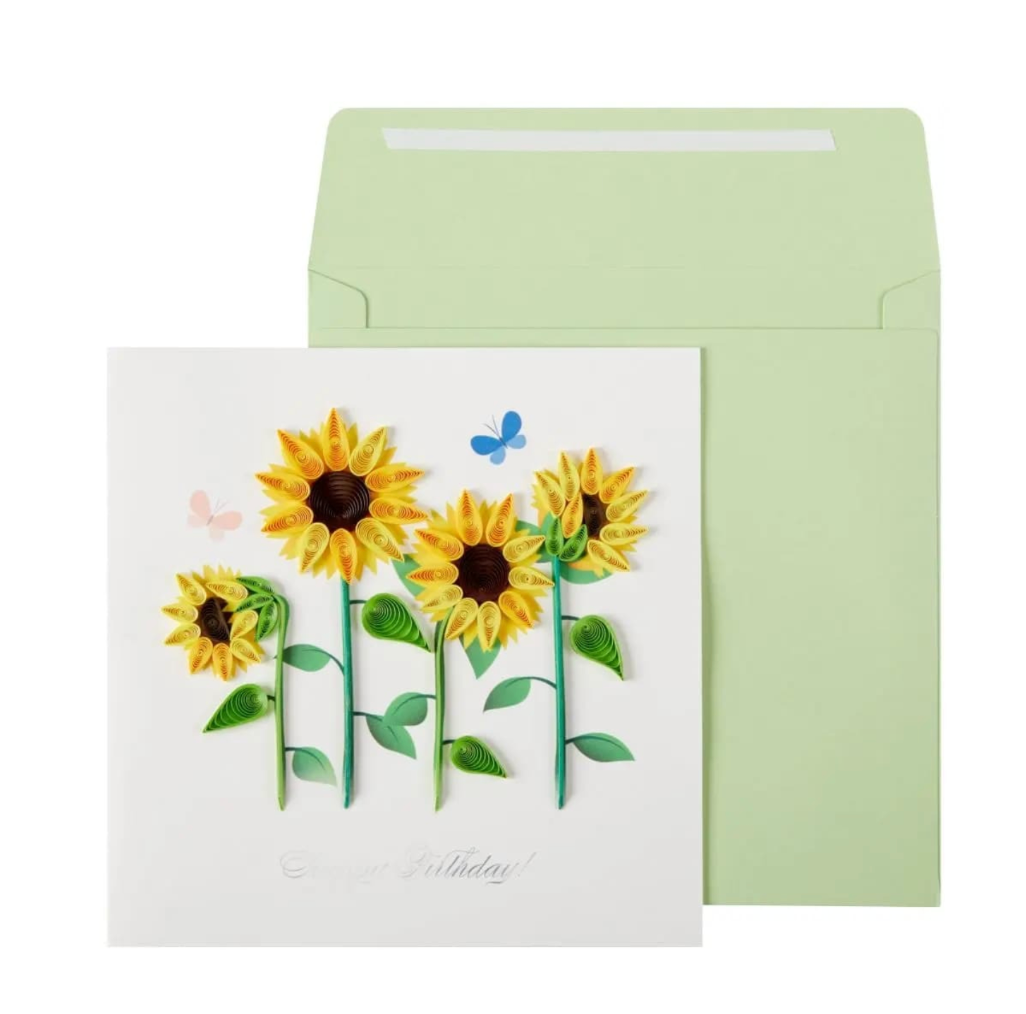 Quilled Four Sunflowers Birthday Card