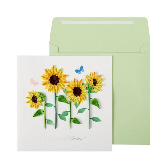 Quilled Four Sunflowers Birthday Card