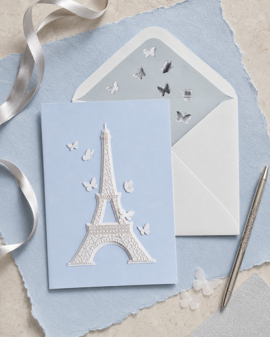 Laser Cut Eiffel Tower Birthday Card