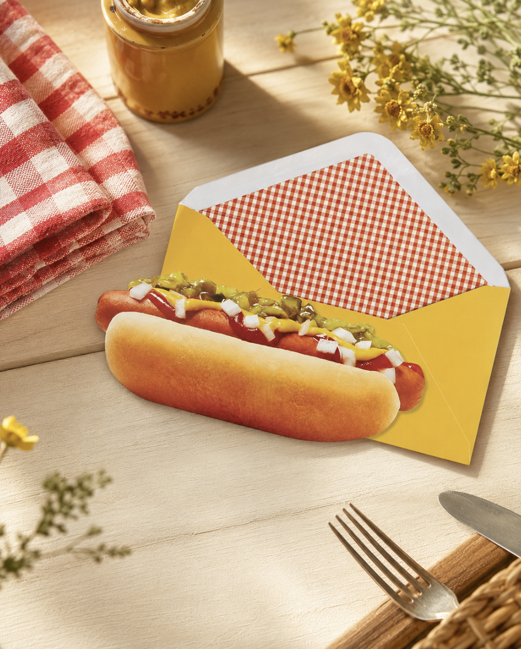 Die Cut Hot Dog Birthday Card