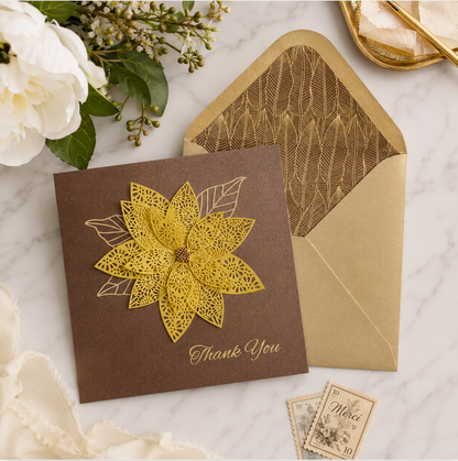 Laser Floral Thank You Card