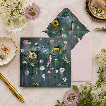 Scatter Floral Blank Card