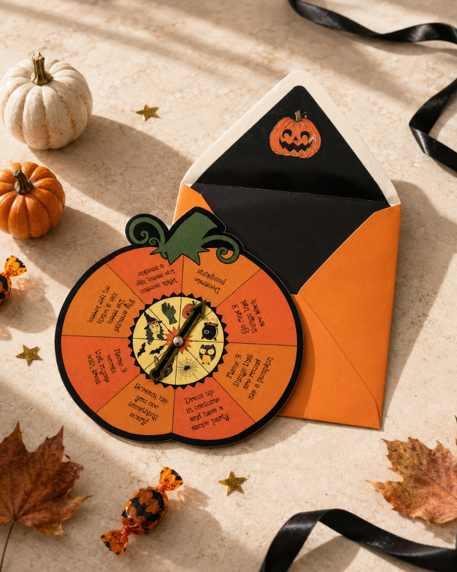 Pumpkin Spinner Game Halloween Card