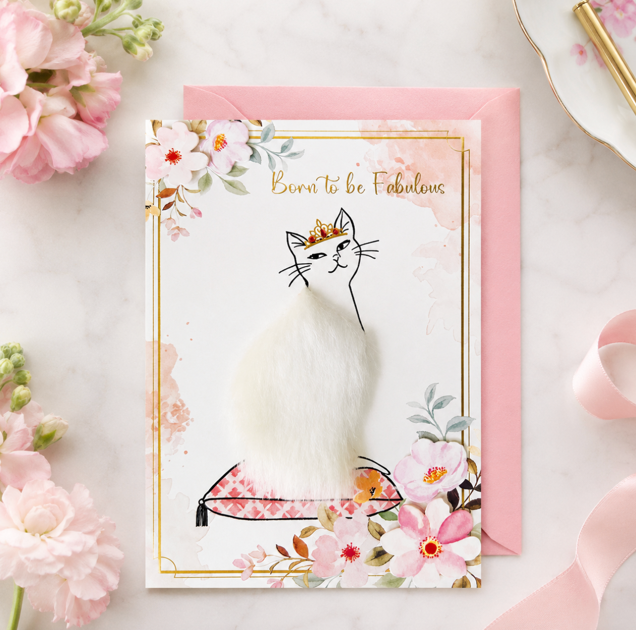 Glamour Cat Birthday Card