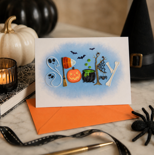 Quilled Spooky Halloween Card NEW