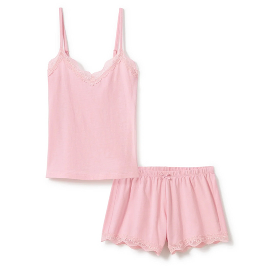 Women's Lightweight Pima Cami Short Set in Pink