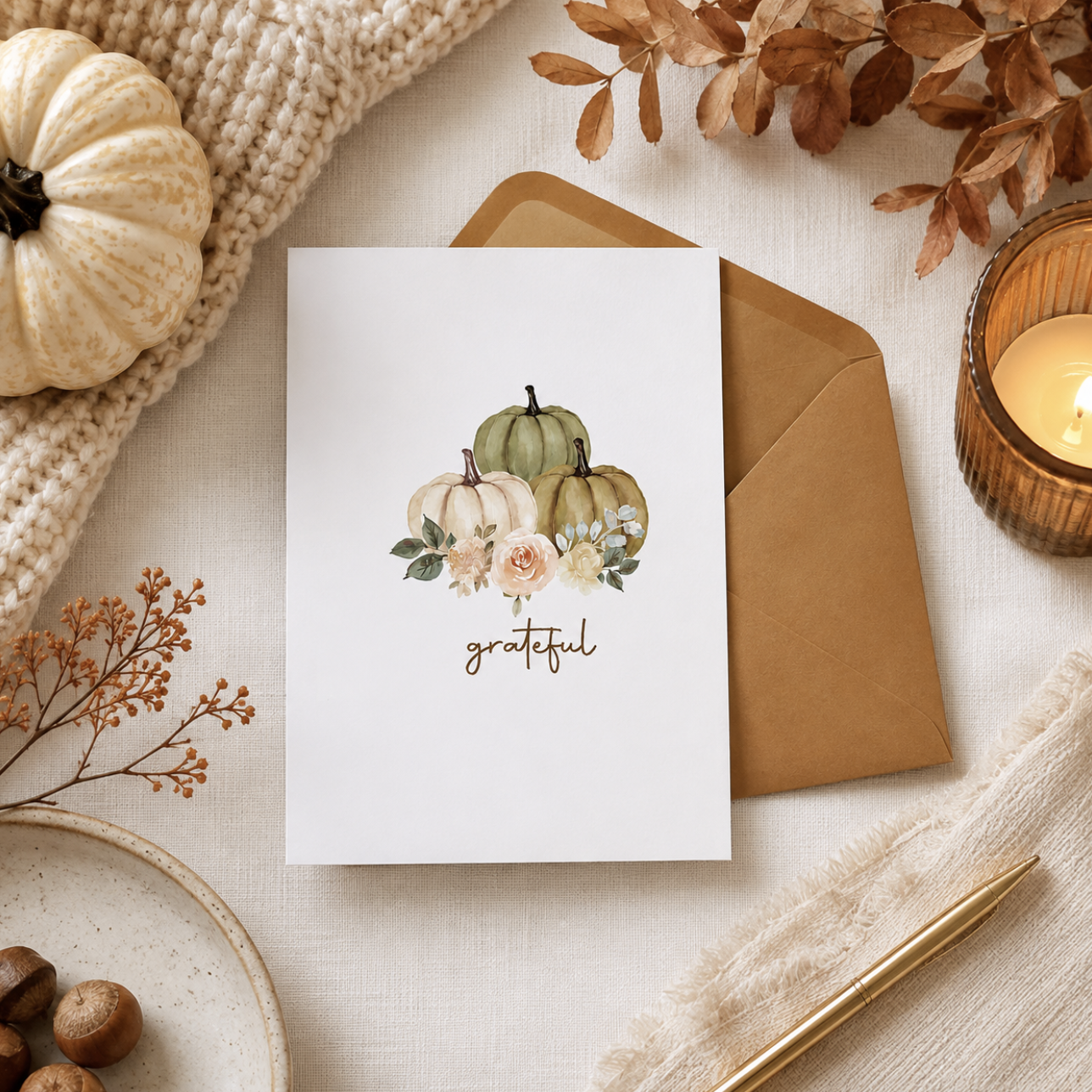 Calligraphy Earth Tone Thanksgiving Card