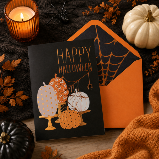 Elegant Decorative Pumpkins Halloween Card