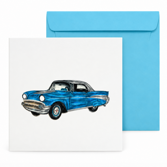 Quilled Blue Classic Car Birthday Card
