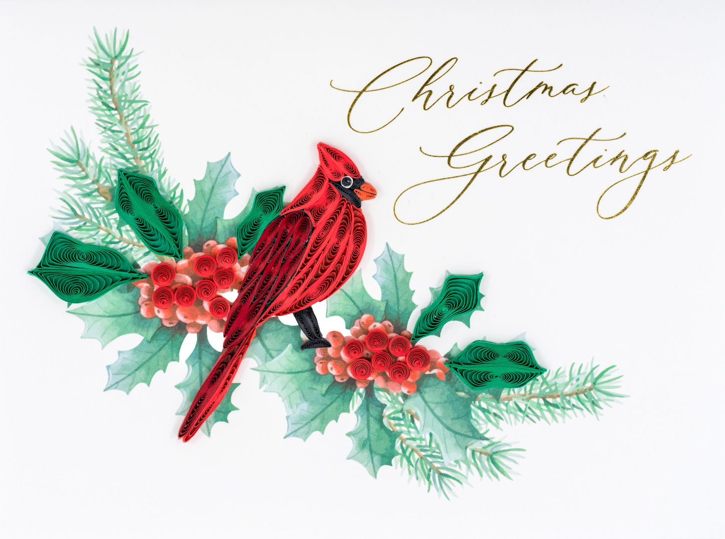 Cardinal on Branch Christmas Card NEW