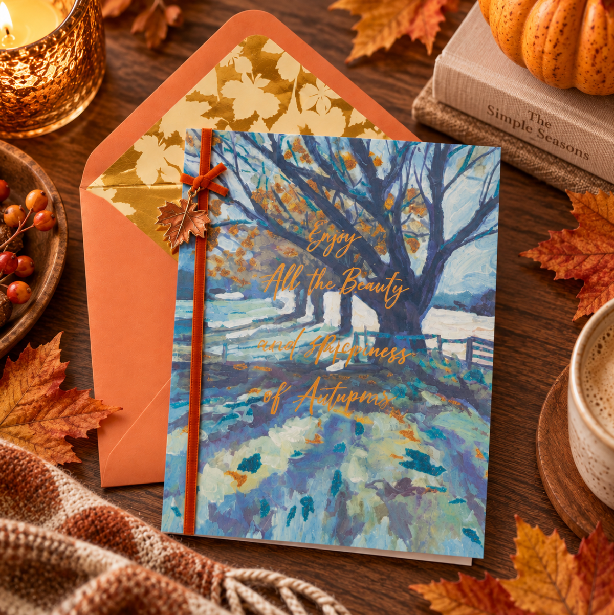 Vivid Autumn Tree Thanksgiving Card NEW
