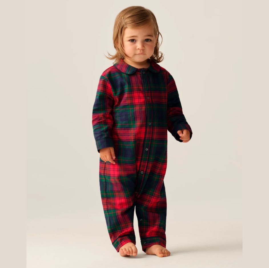 Baby's Twill Cambridge Romper in St. James Tartan Red