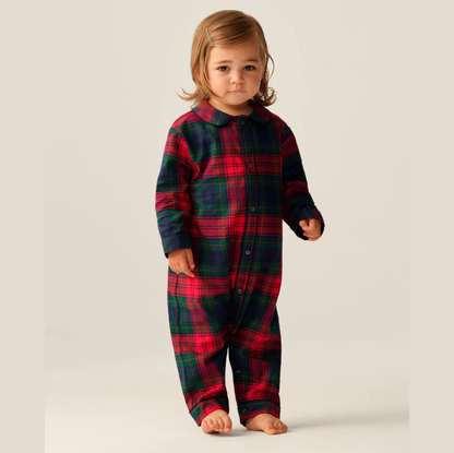 Baby's Twill Cambridge Romper in St. James Tartan Red