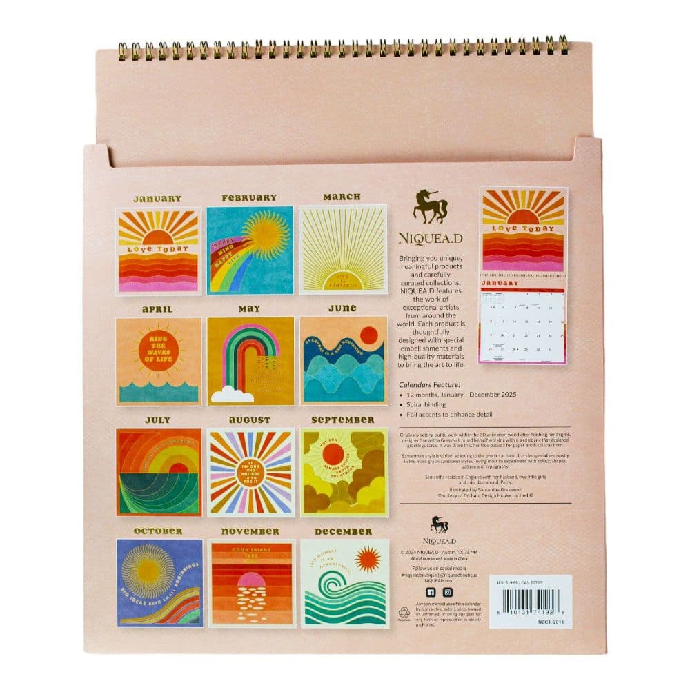 Sunshine Affirmations 2025 Wall Calendar