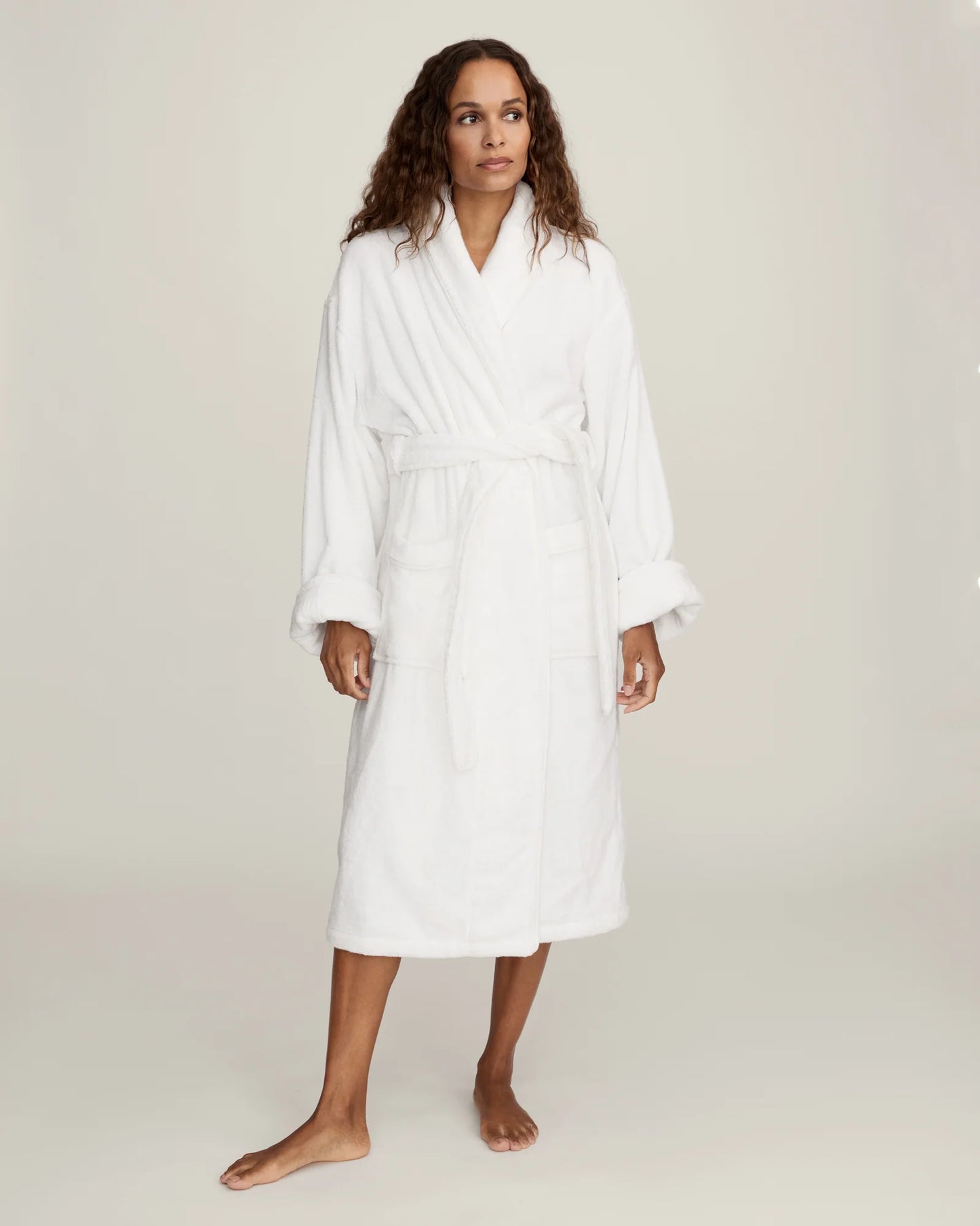 Unisex Luxe Terry Robe in White