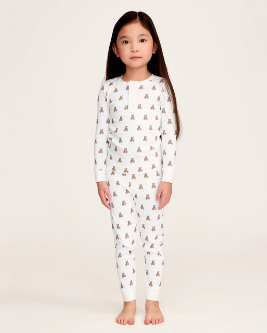 Kid's Pima Snug Fit Pajama Set in Teddy Tales