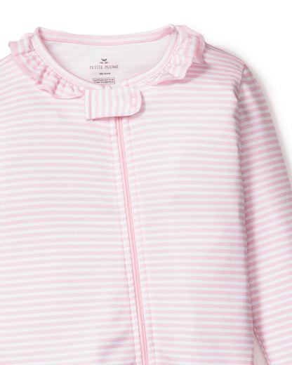 Baby's Pima Snug Fit Romper in Pink Stripes