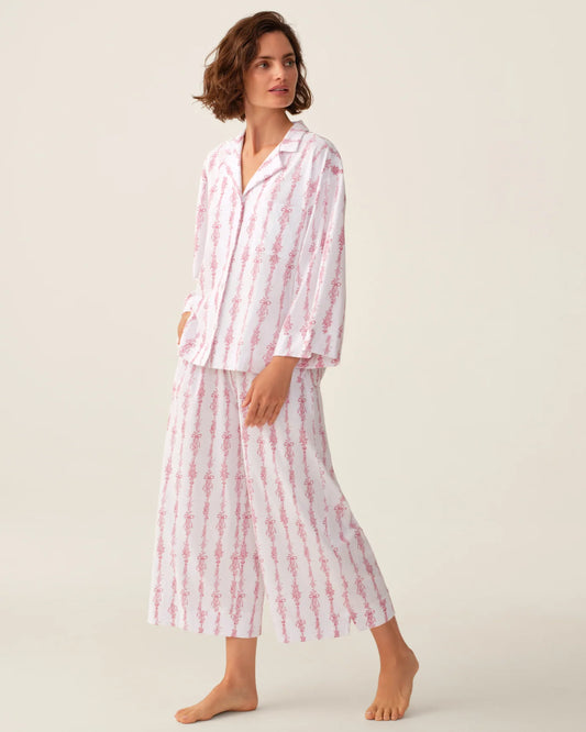 Olivia Wide Leg Pima Pajama Set in Pink Mayfair Toile