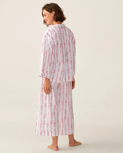 Olivia Wide Leg Pima Pajama Set in Pink Mayfair Toile