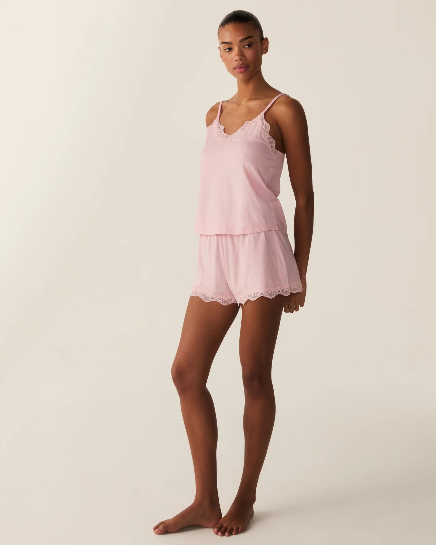 Women's Lightweight Pima Cami Short Set in Pink