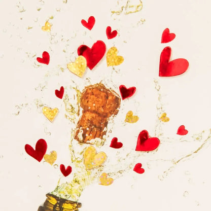 Champagne Bottle and Hearts Valentine's Day Card