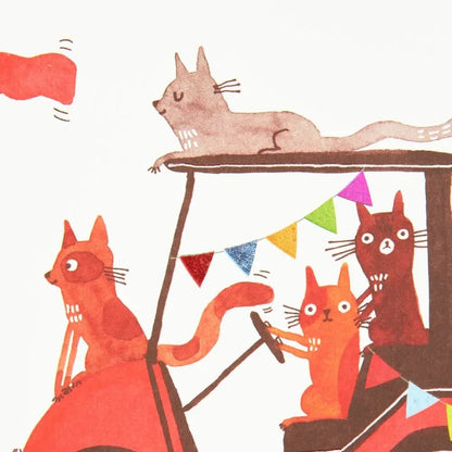 Cats In Golf Cart Birthday Card