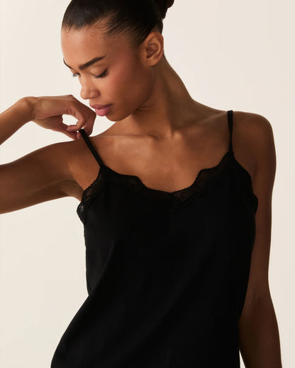 Women's Lightweight Pima Cami Short Set in Black