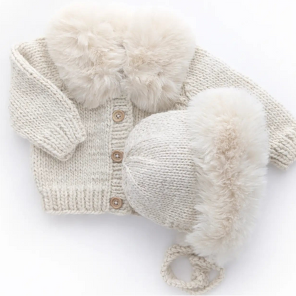 Fur Collar Natural Cardigan Sweater Baby & Toddler