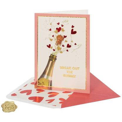 Champagne Bottle and Hearts Valentine's Day Card