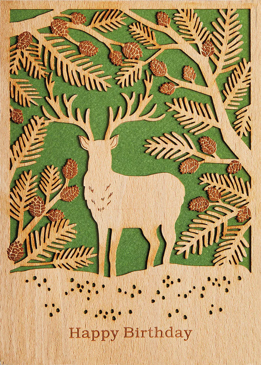 Wood Stag Birthday Card