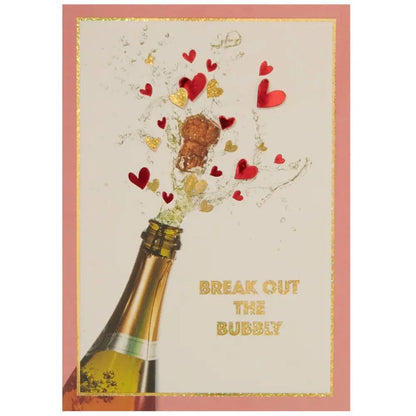 Champagne Bottle and Hearts Valentine's Day Card