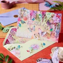 Butterflies And Flowers Collector's Edition Birthday Card