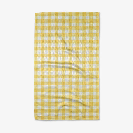 Geometry Lemon Gingham Tea Towel
