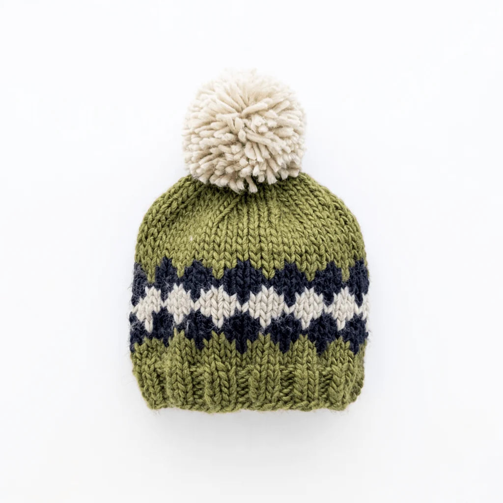 Geo Mossy Green Beanie Hat For Baby & Kids