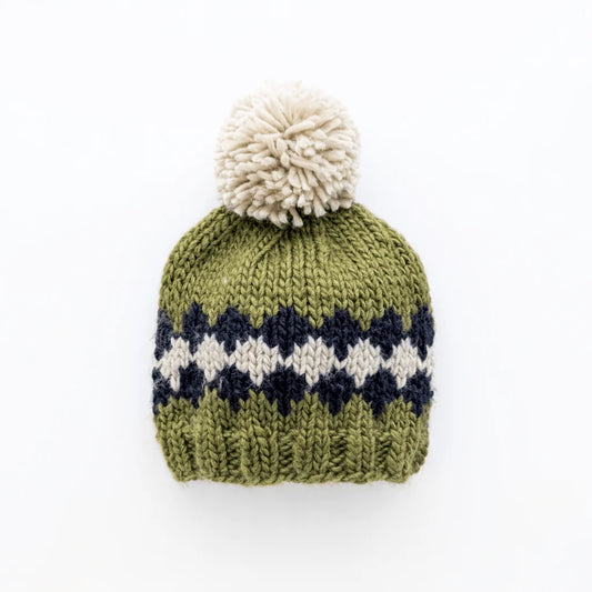 Geo Mossy Green Beanie Hat For Baby & Kids