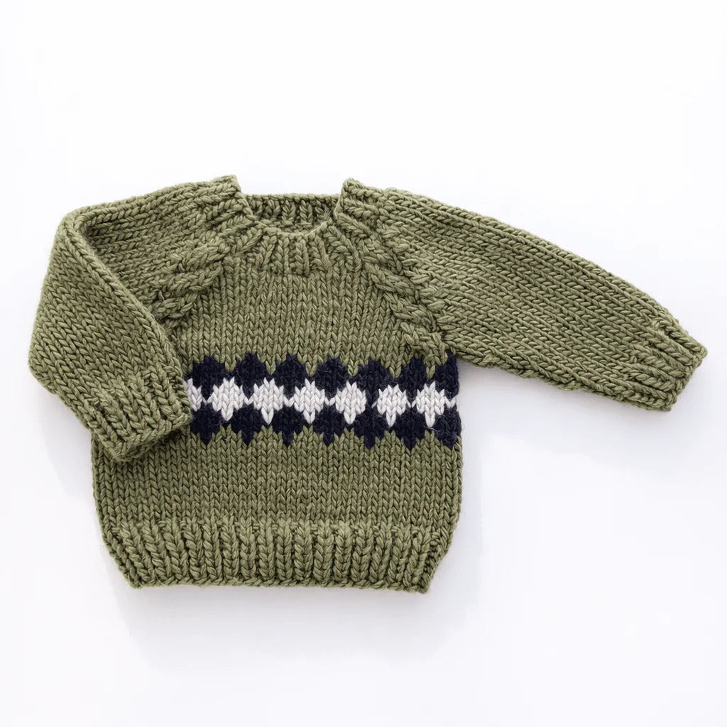 Geo Sweater Mossy Green For Baby & Toddler