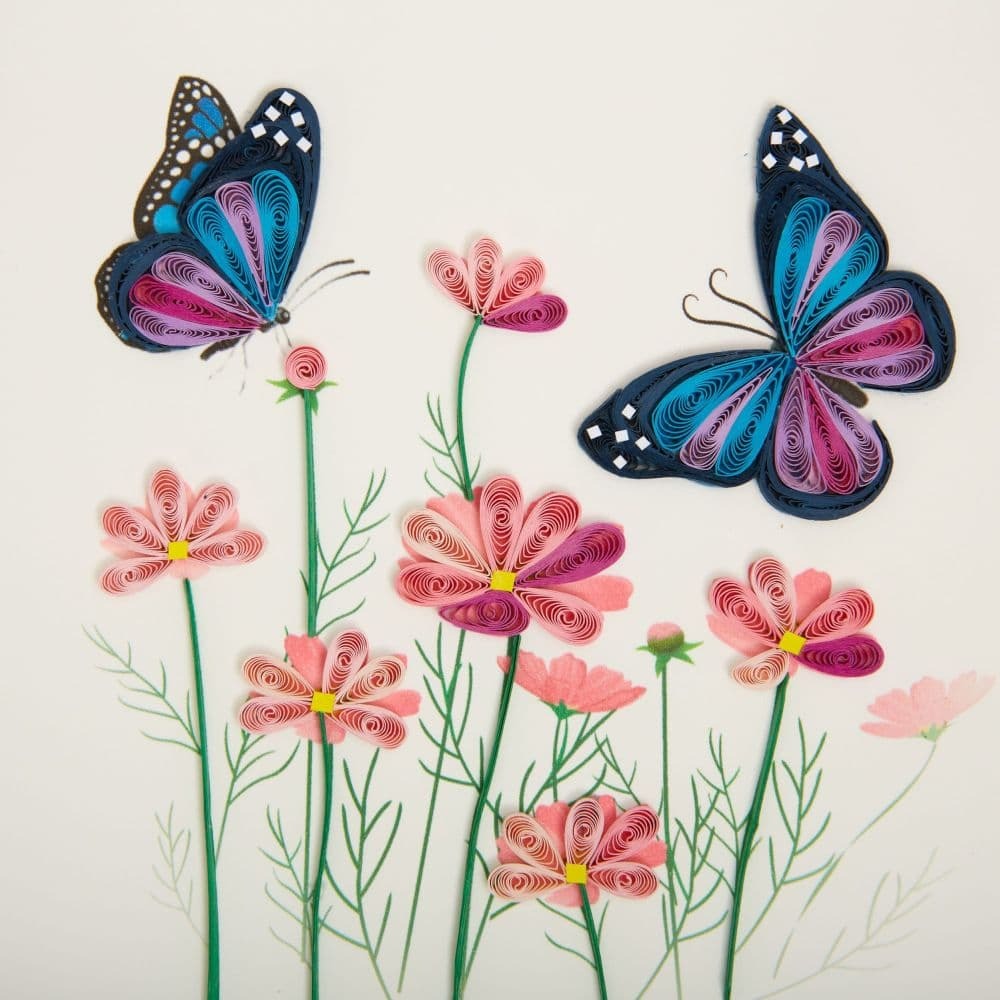 Quilled Flowers Butterflies Birthday Card