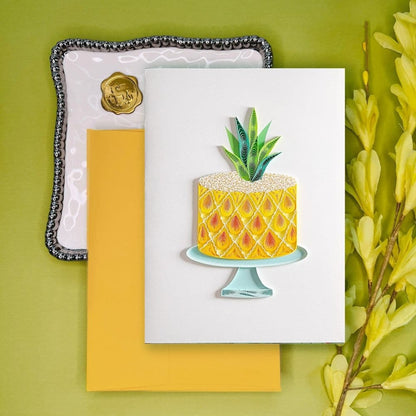 Quilled Pineapple Cake Birthday Card