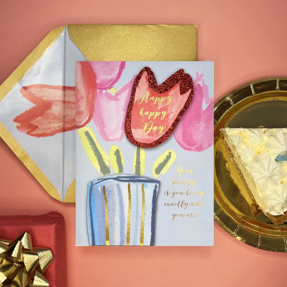 Tulips and Lettering Birthday Card